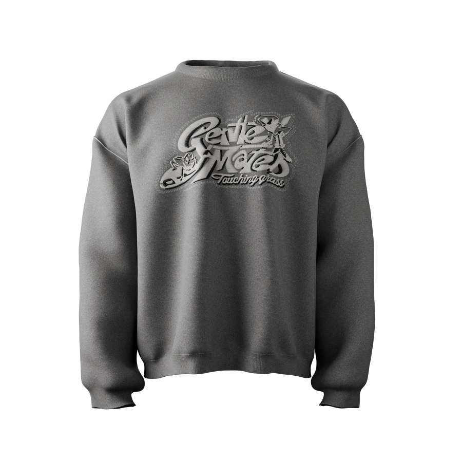 Crewneck Touching grass gris chiné 1